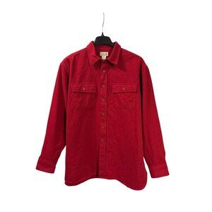 L.L. Bean Mens Red Button Front Long Sleeve Heavy Flannel Shirt XL Reg Cotton